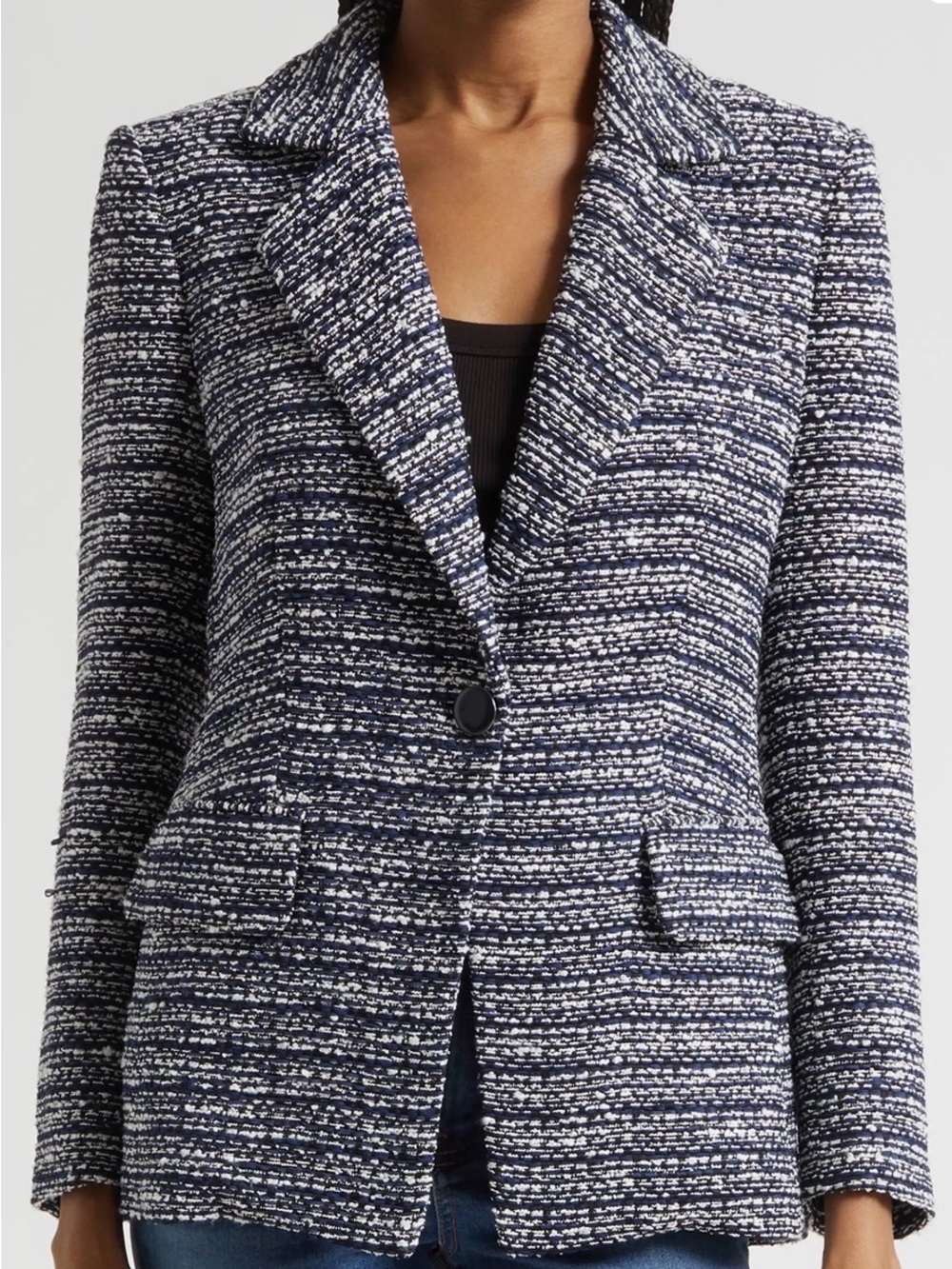 2026 Authentic Veronica Beard Tweed Healy Tweed Dickey Jacket in Navy $950